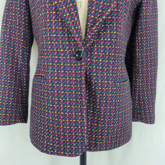 Vintage Joan Leslie Blazer Small Black Tweed - Picture 3 of 8